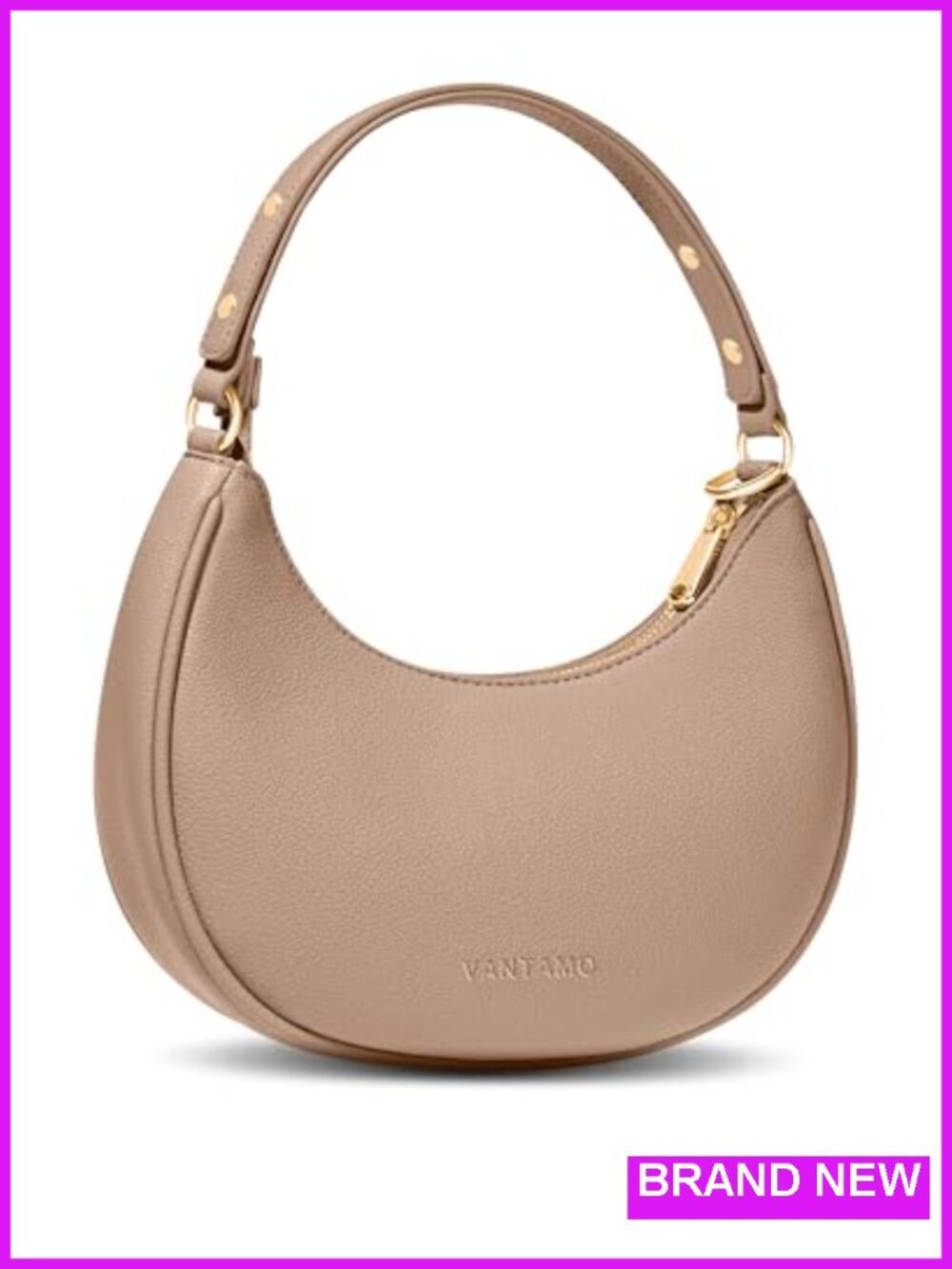 Half Moon Crossbody Clutch with RFID Protection and Anti-Theft Clip Faux Leather